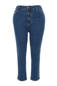 Trendyol Curve Mavi High Waist Short Size Flexible/Stretch Plus Size skinny jeans - Image 7