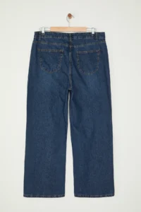 Trendyol Curve Dark Blue High Waist Faded Effect Vintage Washed Wide Leg Plus Size Wide Leg jeans - Image 8