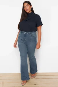 Trendyol Curve Mavi High Waist comfort/Middle Flexible flared leg Flare Fit Jeans