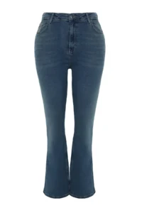 Trendyol Curve Mavi High Waist comfort/Middle Flexible flared leg Flare Fit Jeans - Image 7