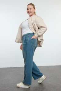 Trendyol Curve Mavi High Waist Wide Leg Plus Size Wide Leg jeans - Image 2