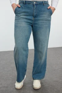 Trendyol Curve Mavi High Waist Wide Leg Plus Size Wide Leg jeans - Image 3
