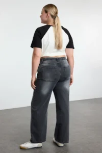 Trendyol Curve Anthracite High Waist Wide Leg/Wide Leg comfort/Middle Flexible plus size jeans - Image 9