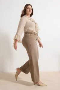 Trendyol Curve Beige High Waist Wide Leg Wide Leg 100% Cotton denim plus size jeans - Image 2