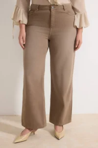 Trendyol Curve Beige High Waist Wide Leg Wide Leg 100% Cotton denim plus size jeans - Image 3
