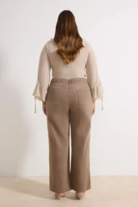 Trendyol Curve Beige High Waist Wide Leg Wide Leg 100% Cotton denim plus size jeans - Image 4