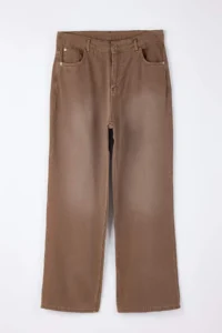 Trendyol Curve Beige High Waist Wide Leg Wide Leg 100% Cotton denim plus size jeans - Image 5