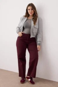 Trendyol Curve Burgundy High Waist Wide Leg Plus Size Wide Leg jeans - Image 2
