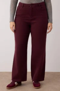 Trendyol Curve Burgundy High Waist Wide Leg Plus Size Wide Leg jeans - Image 3