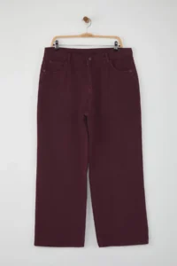 Trendyol Curve Burgundy High Waist Wide Leg Plus Size Wide Leg jeans - Image 5