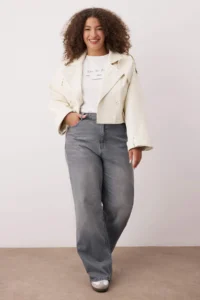 Trendyol Curve Gray High Waist Wide Leg Plus Size Wide Leg jeans - Image 2