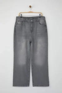 Trendyol Curve Gray High Waist Wide Leg Plus Size Wide Leg jeans - Image 5