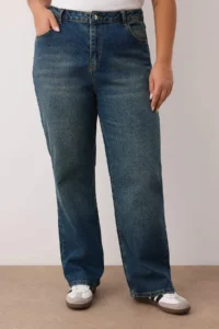 Trendyol Curve Mavi High Waist comfort/Middle Flexible Straight Fit denim plus size jeans - Image 3