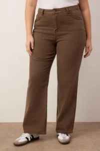 Trendyol Curve Brown High Waist Straight Fit denim plus size jeans - Image 3
