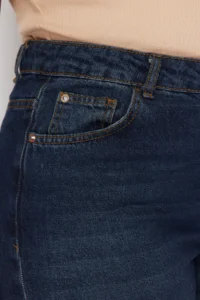 Trendyol Curve Dark Blue High Waist comfort/Middle Flexible Straight Fit denim plus size jeans - Image 5