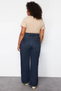 Trendyol Curve Dark Blue High Waist comfort/Middle Flexible Straight Fit denim plus size jeans - Image 6