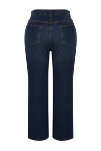 Trendyol Curve Dark Blue High Waist comfort/Middle Flexible Straight Fit denim plus size jeans - Image 8