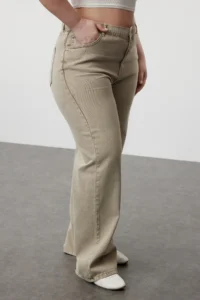 Trendyol Curve Beige High Waist Wide Leg plus size jeans - Image 4