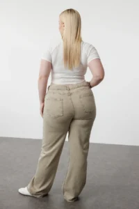 Trendyol Curve Beige High Waist Wide Leg plus size jeans - Image 5