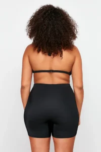Trendyol Curve Black High Waist Fitted Mini Shorts Knitting Plus Size Bikini Bottom - Image 6