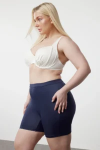 Trendyol Curve Navy Blue High Waist Knitting Bikini Bottom - Image 2