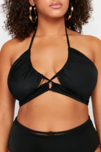Trendyol Curve Black Boyundan Binding Detailed Plus Size Bikini Top - Image 4