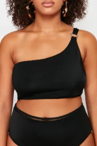 Trendyol Curve Black One Shoulder Plus Size Bikini Top - Image 4