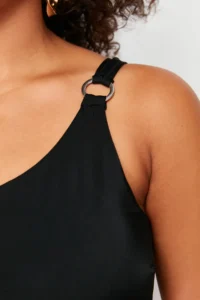 Trendyol Curve Black One Shoulder Plus Size Bikini Top - Image 5