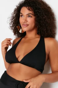 Trendyol Curve Black Deep V Boyundan Binding Detailed Bikini Top - Image 3