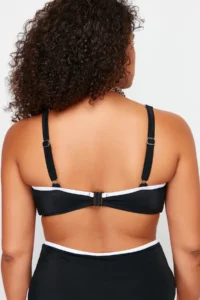 Trendyol Curve Black Contrast Piping Detailed Bralette Plus Size Bikini Top - Image 6
