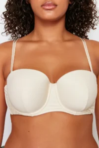 Trendyol Curve Beige Ribbed textured removable Sleeveless Strapless without filling Sabit Covered Bra - Image 4