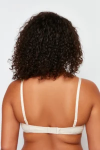 Trendyol Curve Beige Ribbed textured removable Sleeveless Strapless without filling Sabit Covered Bra - Image 6