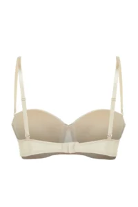 Trendyol Curve Beige Ribbed textured removable Sleeveless Strapless without filling Sabit Covered Bra - Image 8