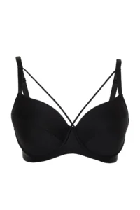 Trendyol Curve Black Piping Detailed Fixed Covered T-Shirt Bra Plus Size Bra - Image 6