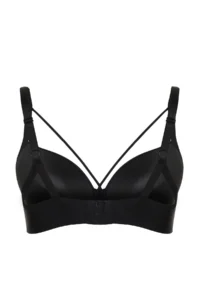 Trendyol Curve Black Piping Detailed Fixed Covered T-Shirt Bra Plus Size Bra - Image 7