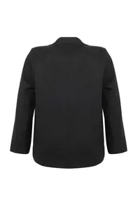 Trendyol Curve Black linen look Puantiye Lined Weaving Plus Size Jacket - Image 6