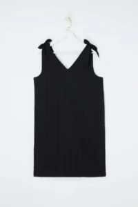Trendyol Curve beachwear Black Bow Detail crinkle textured Material Dress - Image 2
