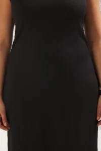 Trendyol Curve Black Barbell Collar Crepe textured Material Maxi Size Knitting Plus Size Dress - Image 4