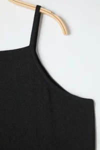 Trendyol Curve Black Barbell Collar Crepe textured Material Maxi Size Knitting Plus Size Dress - Image 7