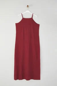 Trendyol Curve Burgundy Barbell Collar Crepe textured Material Maxi Size Knitting Plus Size Dress - Image 5