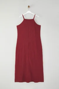 Trendyol Curve Burgundy Barbell Collar Crepe textured Material Maxi Size Knitting Plus Size Dress - Image 7
