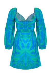 Trendyol Curve Mavi-Multicolored Cut Out Detailed Balloon Sleeve Voile beachwear Plus Size Dress - Image 8