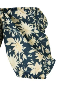 Trendyol Curve Emerald Green Floral Gipelli Asymmetric Collar Balloon Sleeve Weaving Plus Size Dress - Image 8