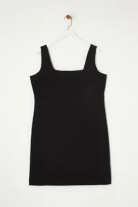 Trendyol Curve Black Premium Square Neck Weaving Interlining Plus Size Dress - Image 6