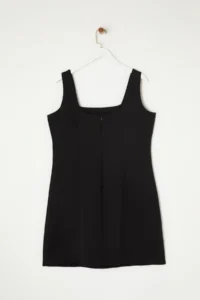 Trendyol Curve Black Premium Square Neck Weaving Interlining Plus Size Dress - Image 7