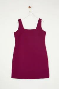 Trendyol Curve Plum Premium Square Neck Weaving Interlining Plus Size Dress - Image 6