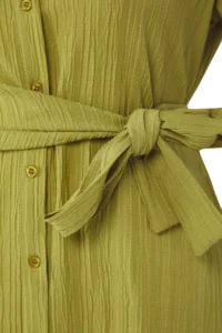 Trendyol Curve Khaki seersucker Midi Weaving Plus Size Shirt Dress - Image 6
