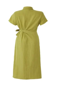 Trendyol Curve Khaki seersucker Midi Weaving Plus Size Shirt Dress - Image 7