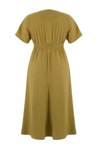 Trendyol Curve Khaki crinkle Weaving Plus Size Dress - Image 5