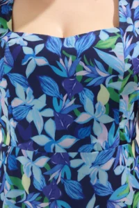 Trendyol Curve Mavi Floral Mini Siphon Weaving Plus Size Dress - Image 3